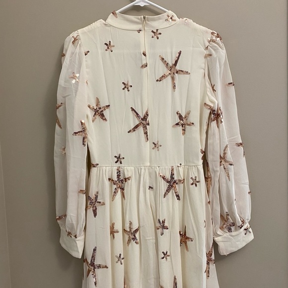 Chiffon Dress off White with Bead Work - Picture 9 of 13